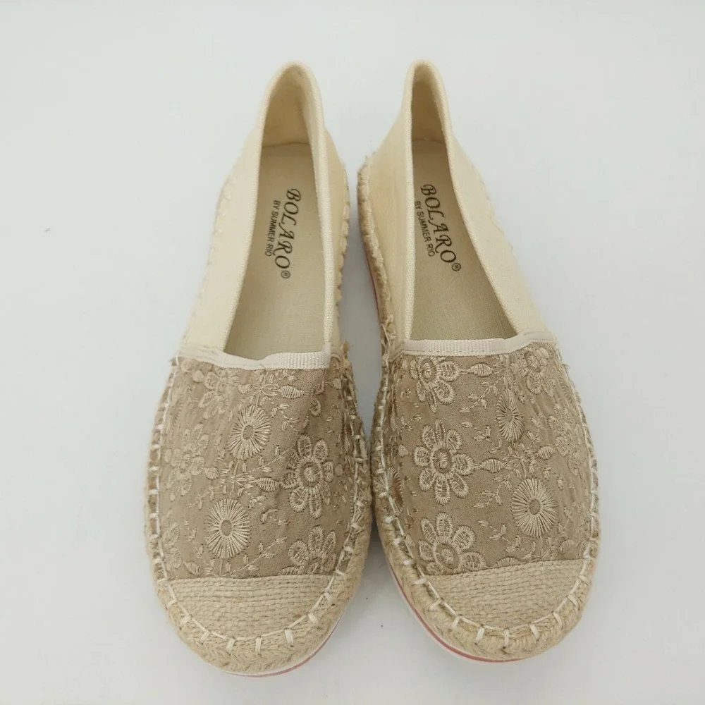 Bolaro By Summer Rio Shoes Womens Espadrille Flat Natural Embroidered 6